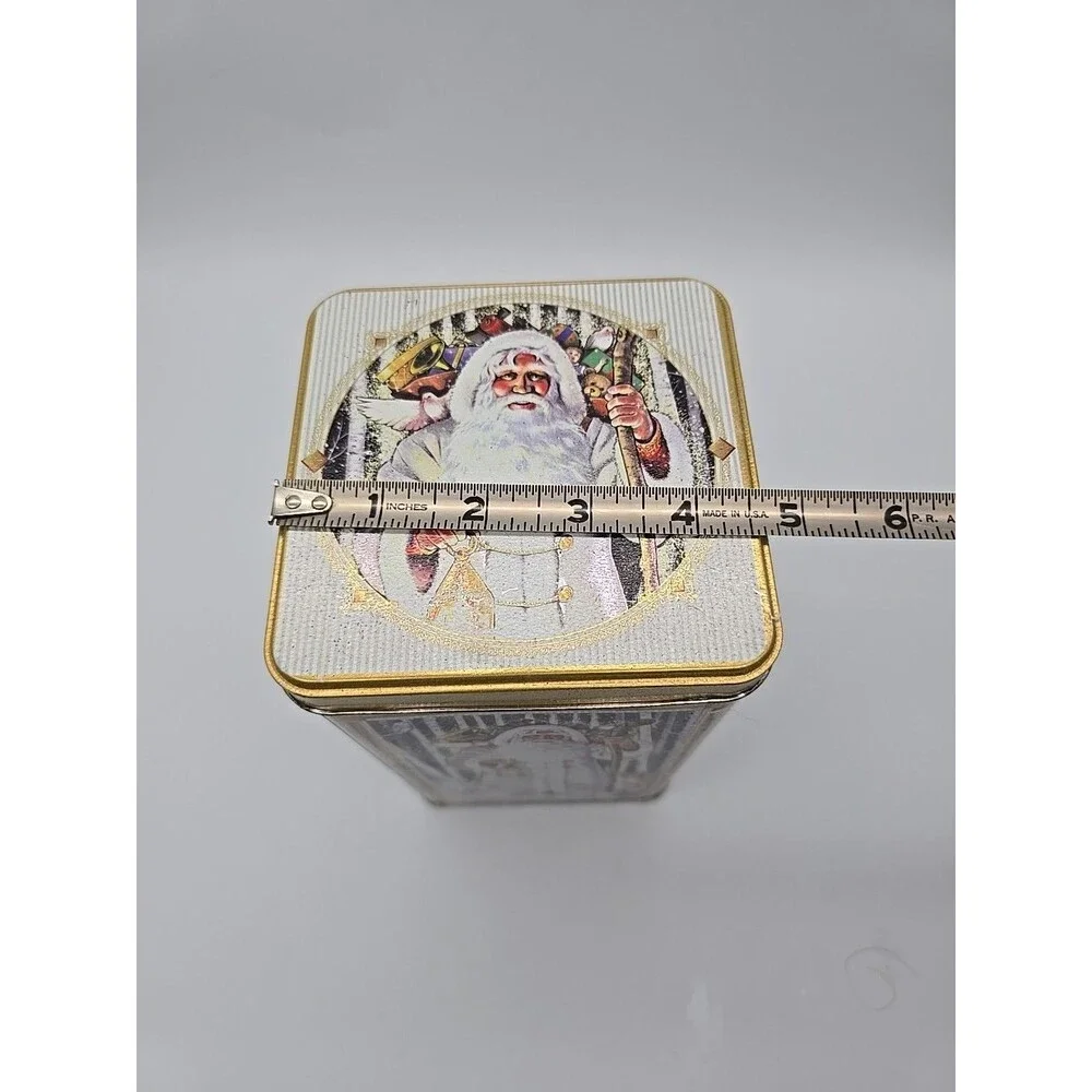 Vintage Victorian Christmas Tin Father Christmas  Santa Claus Gold Trimmed